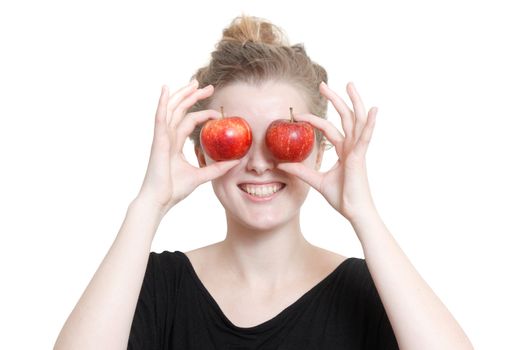 A girl with apples illustrating healthy eating