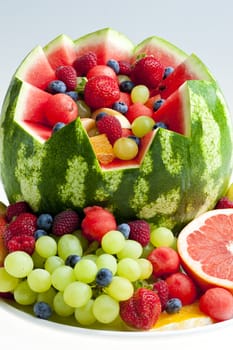 fruit salad in water melon