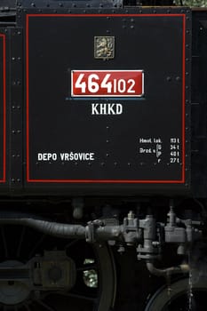 detail of steam locomotive (464.102), Knezeves, Czech Republic
