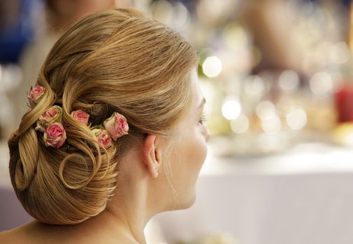 The girl with a wedding hairdress