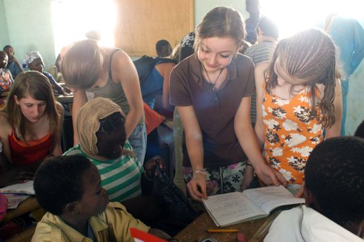 Visit French schoolboys in Burkina Faso Faso in a school of a village. Exchanges are done between the small French and the small Africans for better understanding the differences in life between them.