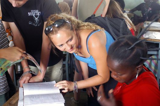 Visit French schoolboys in Burkina Faso Faso in a school of a village. Exchanges are done between the small French and the small Africans for better understanding the differences in life between them.