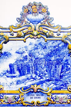 tiles (azulejos) at railway station of Pinhao, Douro Valley, Portugal