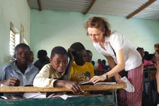 Visit French schoolboys in Burkina Faso Faso in a school of a village. Exchanges are done between the small French and the small Africans for better understanding the differences in life between them.