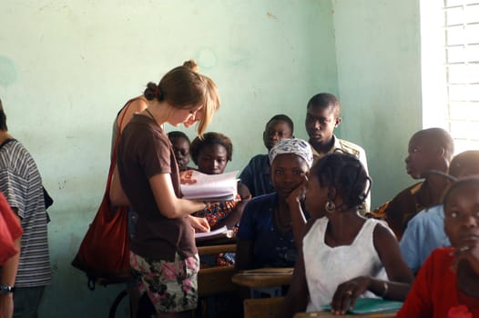 Visit French schoolboys in Burkina Faso Faso in a school of a village. Exchanges are done between the small French and the small Africans for better understanding the differences in life between them.