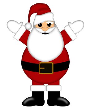 Santa Claus with Arms Raised Isolated on White Background Illustration