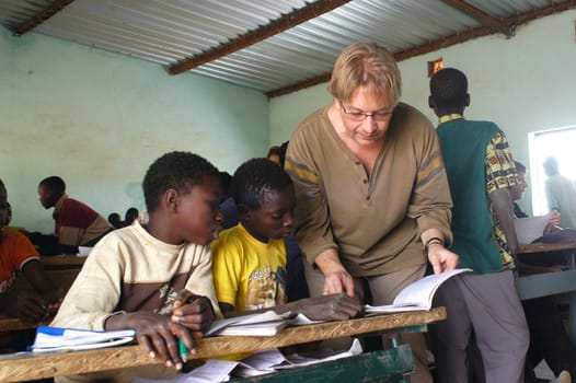 Visit French schoolboys in Burkina Faso Faso in a school of a village. Exchanges are done between the small French and the small Africans for better understanding the differences in life between them.