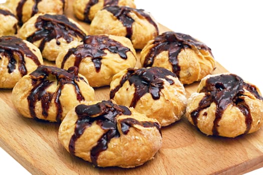 cookies with nuts watered chocolate isolated on white background