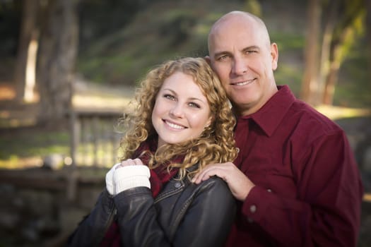 Loving Daughter and Father Portrait in the Park.