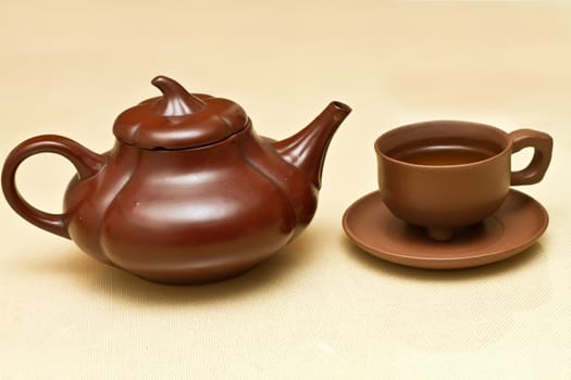 Photo of traditional Chinese tea cup and tea pot
