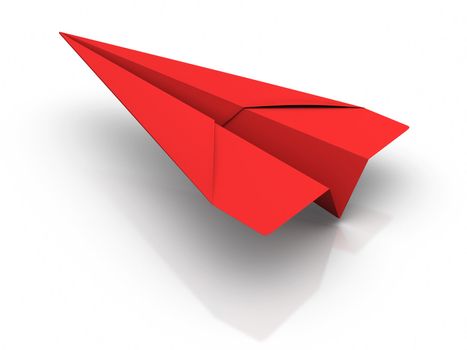 3D rendered image : Red Paper Airplane