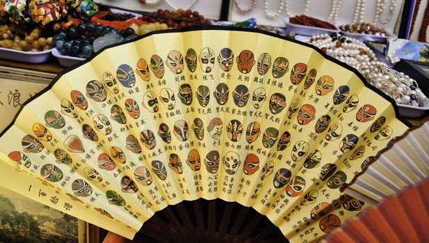 A generic chinese fan on display in a market in Shanghai.