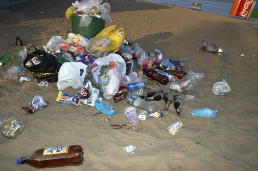 garbage can on the beach