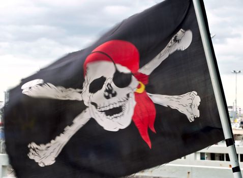 Pirate flag on the wind