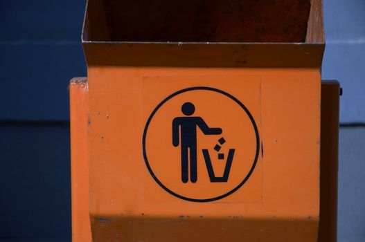 trash can with sign