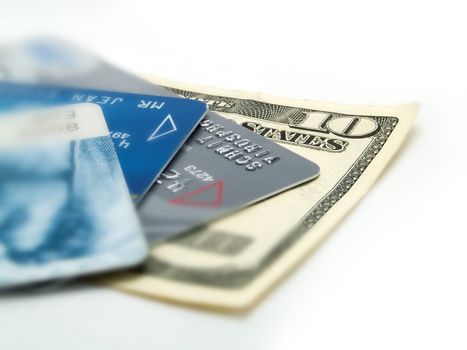 Credit cards and banknote