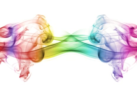 Multicolored smoke on a white background