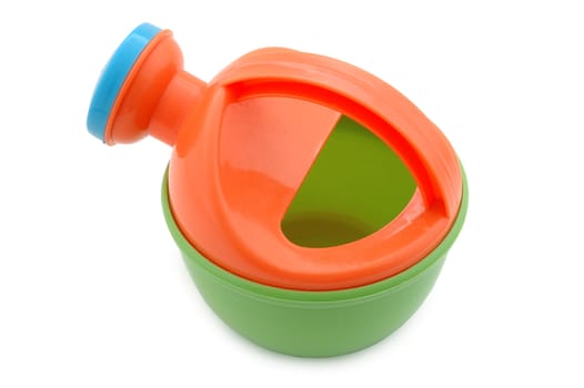 Child's plastic watering-pot toy. Bright coloured.