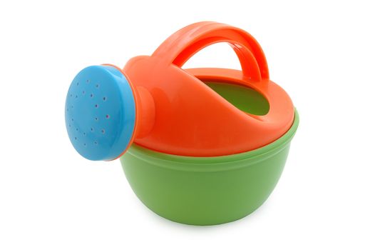 Child's plastic watering-pot toy. Bright coloured.