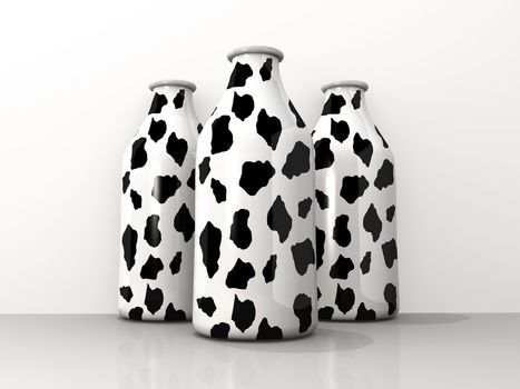 Computer generated image - Milk Bottles .