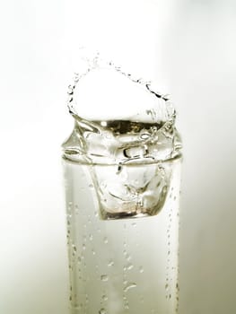 Sparks of water in a glass