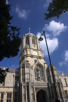 Main tower of Christ Church, Oxford, UK, named after the bell "Old Tom" it hauses. Christ Church is one of the colleges of Oxford Univeristy and at the same time the Cathedral church of the diocese of Oxford.
