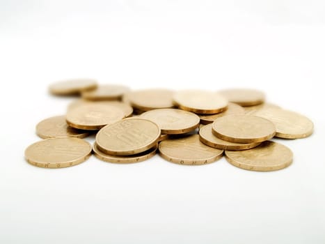 Coins on a white background