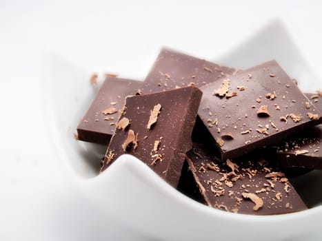 Close-up of chocolate on a white background