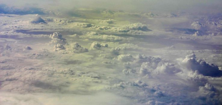 aerial view over clouds, 