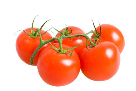 Bunch of fresh tomatoes isolated on white background