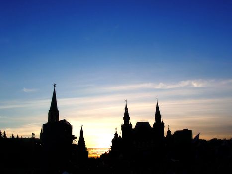 tower night silhouette urban architecture cityscape dark