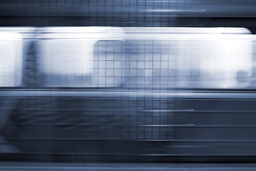 Train in a subway, motion blur