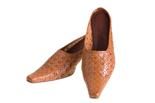 Brown Wicker Shoes on a white background