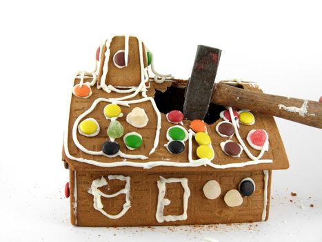 Norwegian Christmas. Decorated Gingerbread house. 