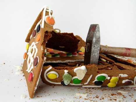 Norwegian Christmas. Decorated Gingerbread house. 