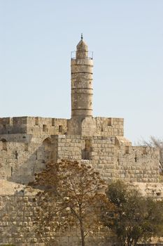 The Ancient Walls Surrounding Old City in 
Jerusalem.