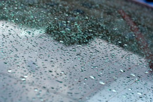 Water Droplets on a Glass Surface. Close-up