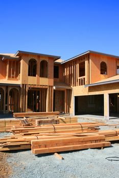 Close up of a building under construction.
