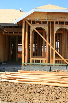 Close up of a building under construction.
