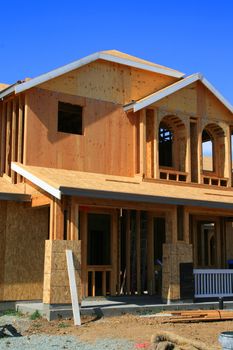 Close up of a building under construction.
