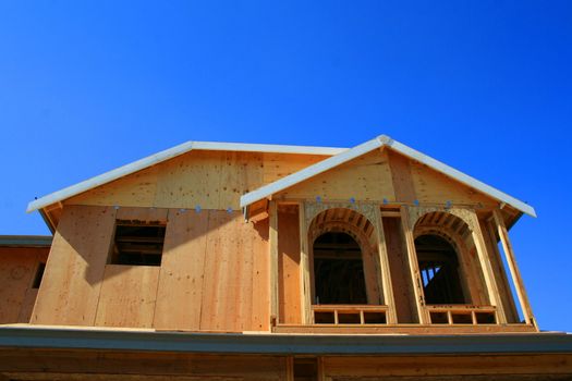 Close up of a building under construction.

