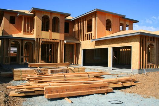 Close up of a building under construction.
