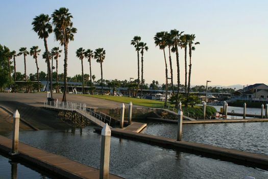 Big new marina on a sunny day.
