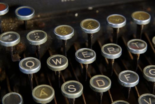 detail of vintage typewriter, close up on keys