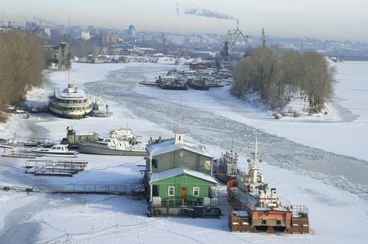 frosty river in winter