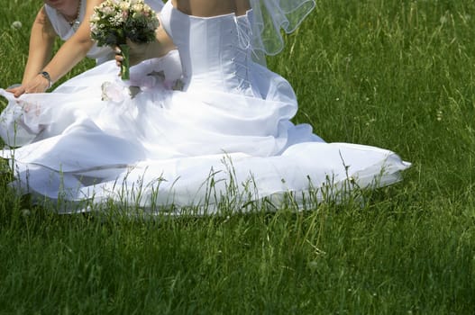 bride on the grass background
