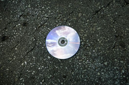 cd with sky reflection