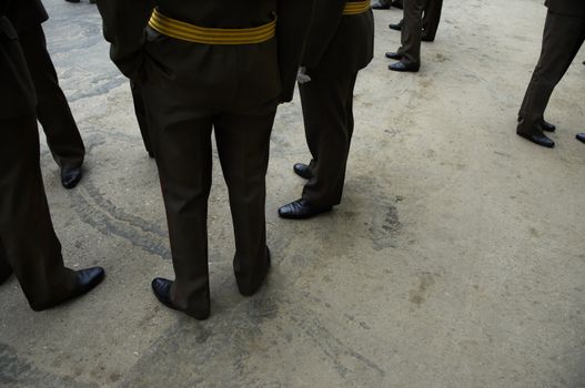 military people on the asphalt background