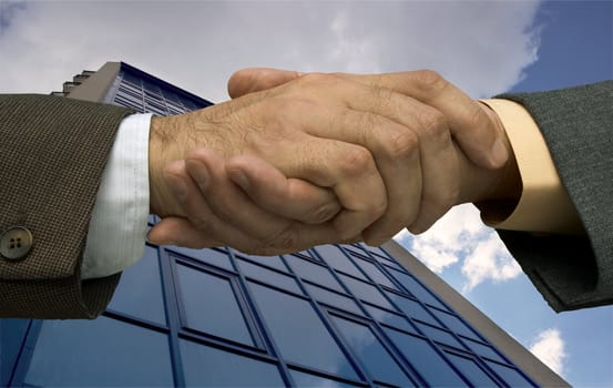 two businessmen handshaking ,made from my images