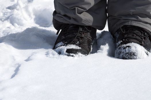 special photo f/x, focus point on boots with space for text